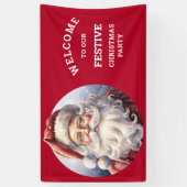 Retro Kerstman in een rood Pet kerstfeest Spandoek (Verticaal)