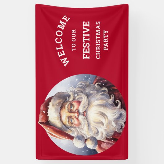 Retro Kerstman in een rood Pet kerstfeest Spandoek (Verticaal)