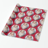 Retro Kerstman in een rood Pet kerstpatroon Cadeaupapier (Uitgerold)