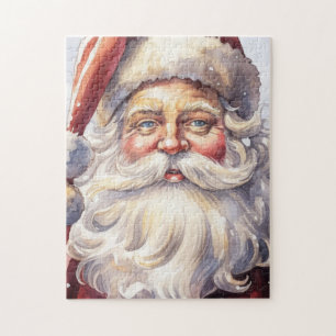 Retro Kerstman in een rood Pet Legpuzzel