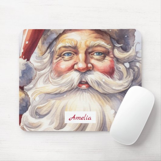 Retro Kerstman in een rood Pet Muismat (Met muis)