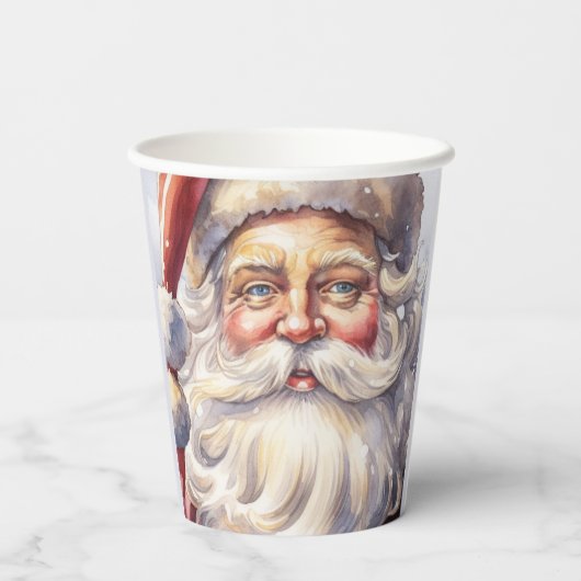 Retro Kerstman in een rood Pet Papieren Bekers (Achterkant)