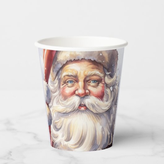 Retro Kerstman in een rood Pet Papieren Bekers (Voorkant)