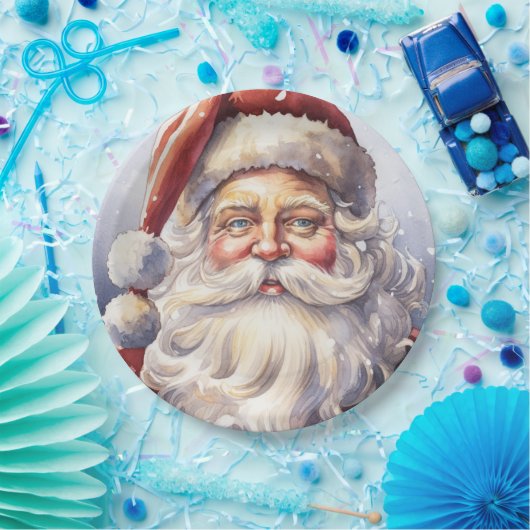 Retro Kerstman in een rood Pet Papieren Bordje (Feest)