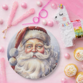 Retro Kerstman in een rood Pet Papieren Bordje (Feest)