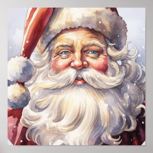 Retro Kerstman in een rood Pet Poster (Voorkant)