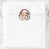 Retro Kerstman in een rood Pet Ronde Sticker (Tas)