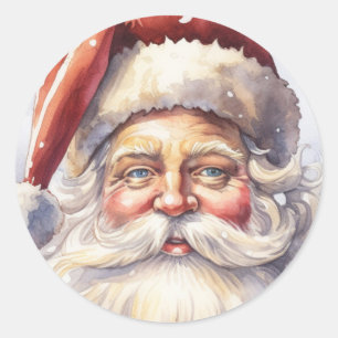 Retro Kerstman in een rood Pet Ronde Sticker