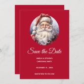 Retro Kerstman in een rood Pet Save The Date (Voorkant / Achterkant)