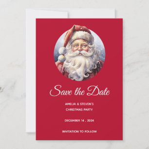Retro Kerstman in een rood Pet Save The Date