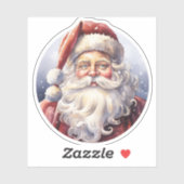 Retro Kerstman in een rood Pet Sticker (Vel)