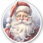 Retro Kerstman in een rood Pet Sticker (Voorkant)