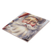 Retro Kerstman in een rood Pet Tegeltje (Zijkant)