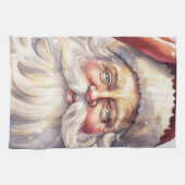 Retro Kerstman in een rood Pet Theedoek (Horizontaal)