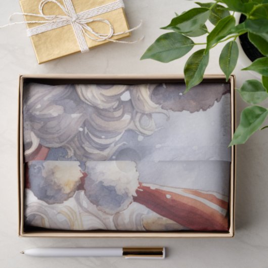 Retro Kerstman in een rood Pet Tissuepapier (Geschenk)