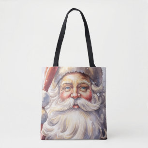 Retro Kerstman in een rood Pet Tote Bag