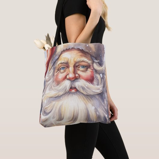 Retro Kerstman in een rood Pet Tote Bag (Dichtbij)