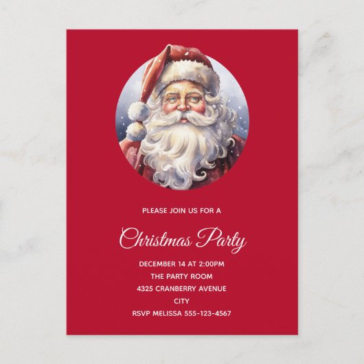 Retro Kerstman in een rood Pet Uitnodiging Briefkaart (Voorkant)