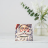 Retro Kerstman in een rood Pet Vierkante Visitekaartje (Staand voorkant)