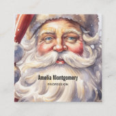 Retro Kerstman in een rood Pet Vierkante Visitekaartje (Voorkant)