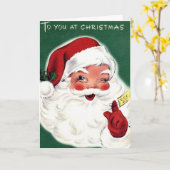 Retro Kerstman Kaart (Gele Bloem)