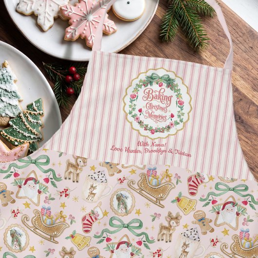 Retro Kerstman Kerst Bakken Koekjes Waterverf Schort