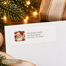 Retro Kerstman Kerst Retouradreslabels