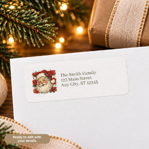Retro Kerstman Kerst Retouradreslabels Etiket