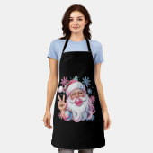 Retro Kerstman Kerst Roze Zonnebril Bubble Gum Schort (Gedragen)