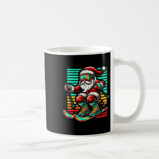 Retro kerstman - Kerst skiën Koffiemok (Rechts)