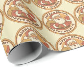 Retro Kerstman Kerstdinpakpapier Cadeaupapier (Rol Hoek)