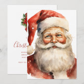 Retro Kerstman Kerstfeest Tekst op Achterkant Kaart (Voorkant / Achterkant)