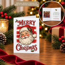 Retro Kerstman Kerstkaart Aanpasbaar