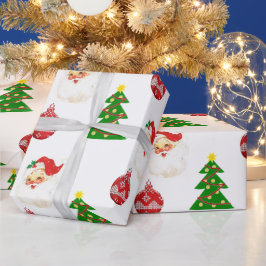 Retro Kerstman Kerstman Patroon Inpakpapier