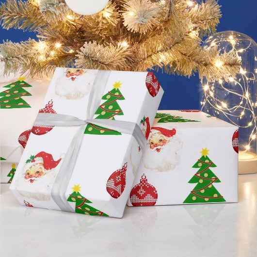 Retro Kerstman Kerstman Patroon Inpakpapier (Feestdagen)
