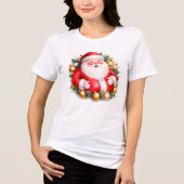 Retro Kerstman Kerstman Vrolijk Kerstman Tri-Blend Shirt (Voorkant)