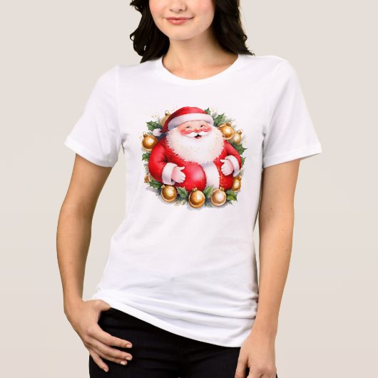 Retro Kerstman Kerstman Vrolijk Kerstman Tri-Blend Shirt (Voorkant)