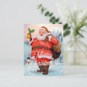 Retro Kerstman Kerstmis Groeten Feestdagenkaart (Staand voorkant)