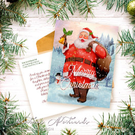 Retro Kerstman Kerstmis Groeten Feestdagenkaart