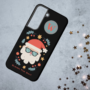 Retro Kerstman Kerstmis in juli Monogram Initiaal Samsung Galaxy Hoesje