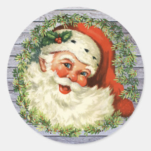 Retro  Kerstman Kerstmis Ronde Ronde Sticker