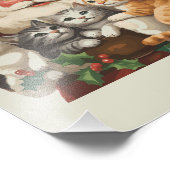 Retro Kerstman & Kittens Kerstmis Winter 90s Foto Afdruk (Hoek)