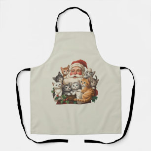 Retro Kerstman & Kittens Kerstmis Winter 90s  Schort
