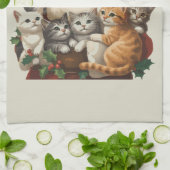 Retro Kerstman & Kittens Kerstmis Winter 90s Theedoek (Gevouwen)
