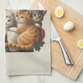 Retro Kerstman & Kittens Kerstmis Winter 90s Theedoek (Quarter Fold)
