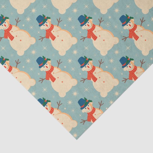  Retro kerstman lichtblauw Tissuepapier (Detail)