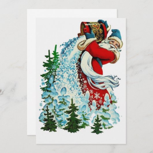 Retro Kerstman maakt sneeuw Feestdagenkaart (Voorkant / Achterkant)