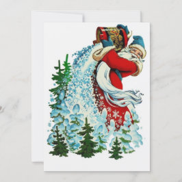 Retro Kerstman maakt sneeuw Feestdagenkaart