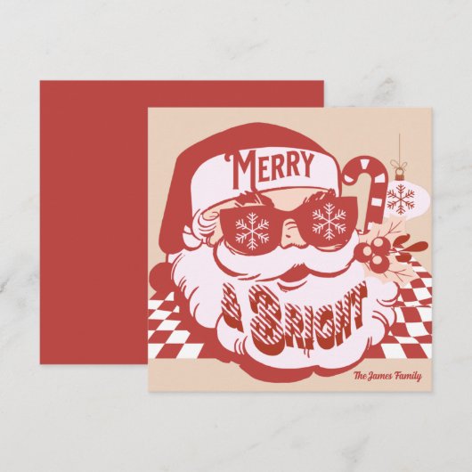 Retro Kerstman Merry Bright Groovy Kerstkaart (Voorkant / Achterkant)