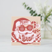 Retro Kerstman Merry Bright Groovy Kerstkaart (Staand voorkant)